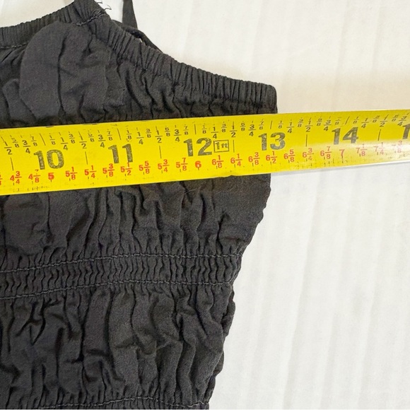 Reformation Seren Dress Black Size 4 Midi Square Neck Shirring Ruffled Hem Small - Picture 14 of 16